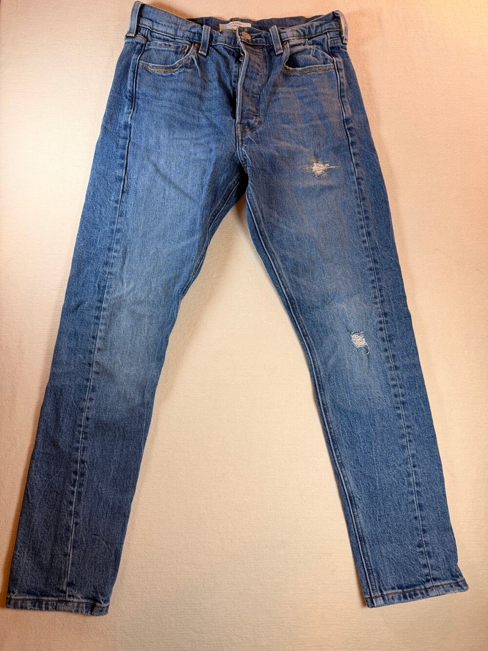 Levi’s Altered 501 Skinny Jeans size W28 L28 Distressed Reworked Blue Denim